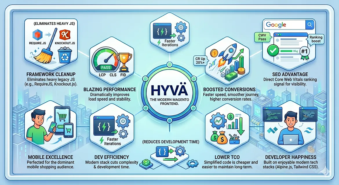 Hyvä Theme for Magento improves Core Web Vitals, SEO rankings, conversions, and developer efficiency