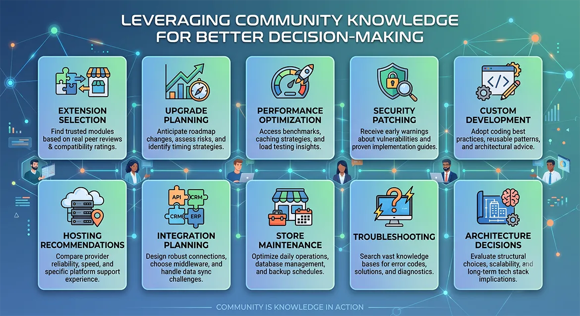 Magento community knowledge for better technical and commerce decision-making